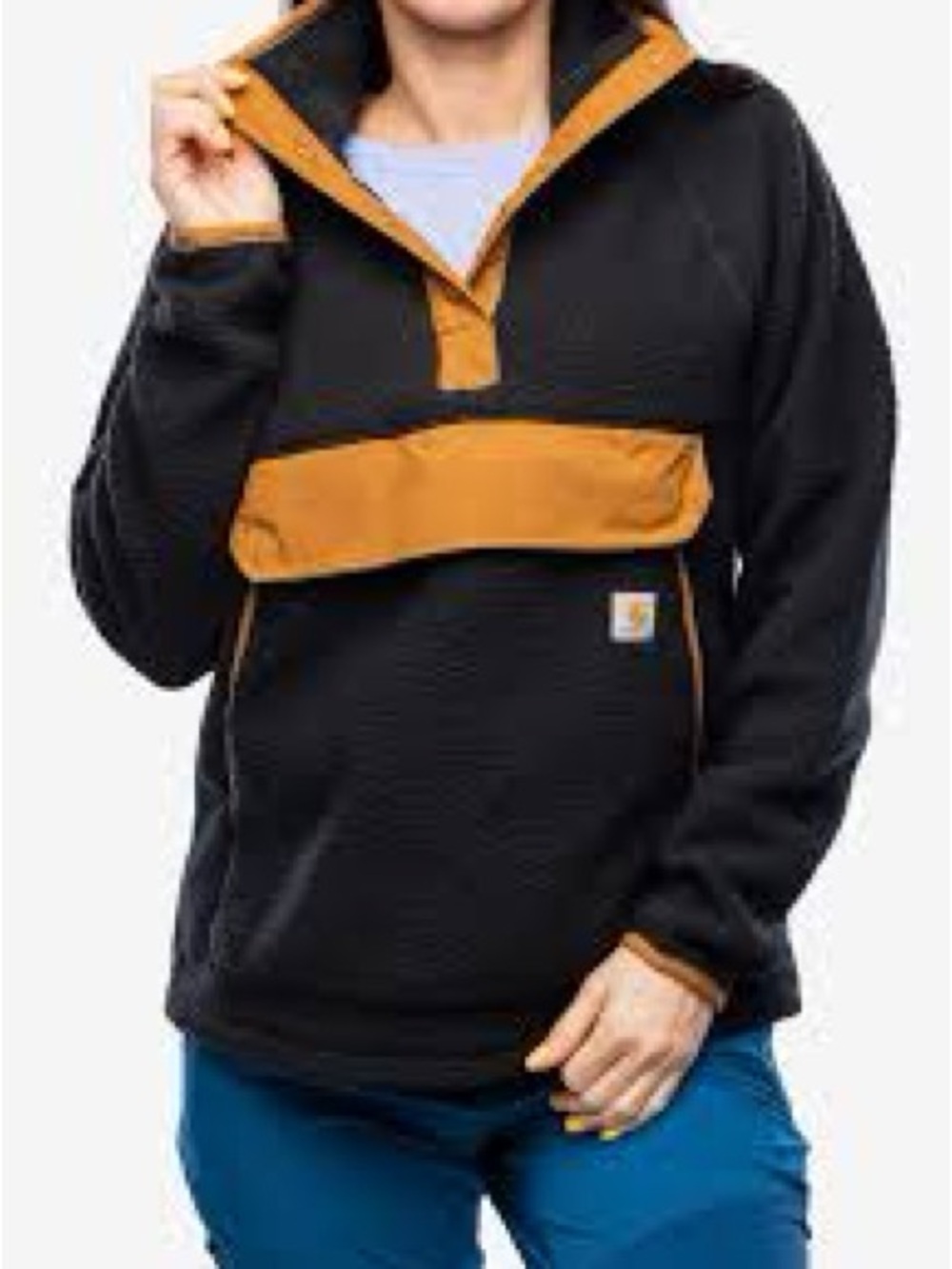 Wonens Black and Mustard Fleece Pullover Sweater